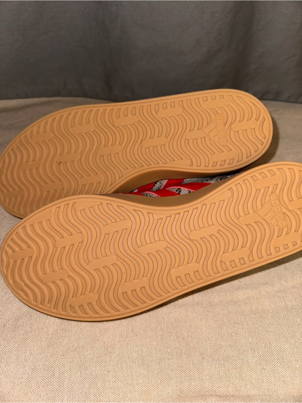 Adidas Snake-Print Sneakers with Red Stripes and Gum Sole - Picture 4 of 5